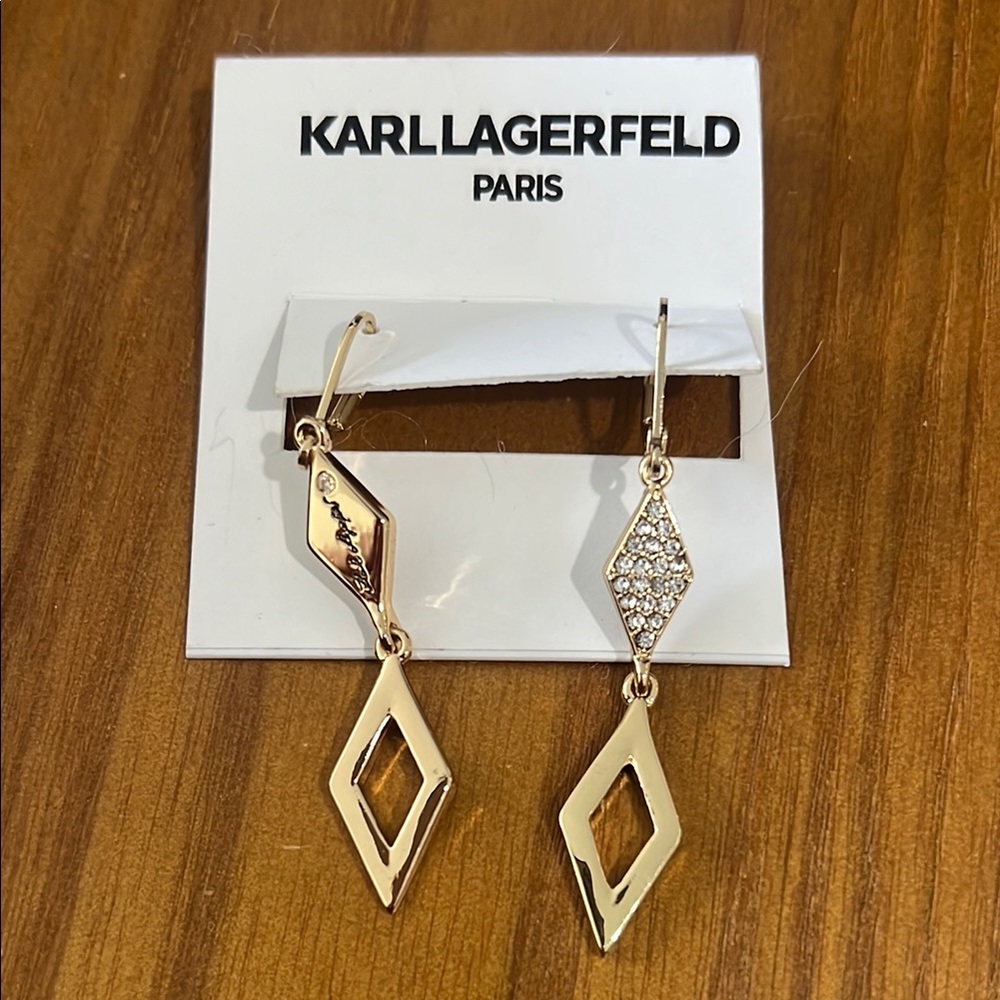 Karl Lagerfeld Gold Diamond-Shaped Earrings